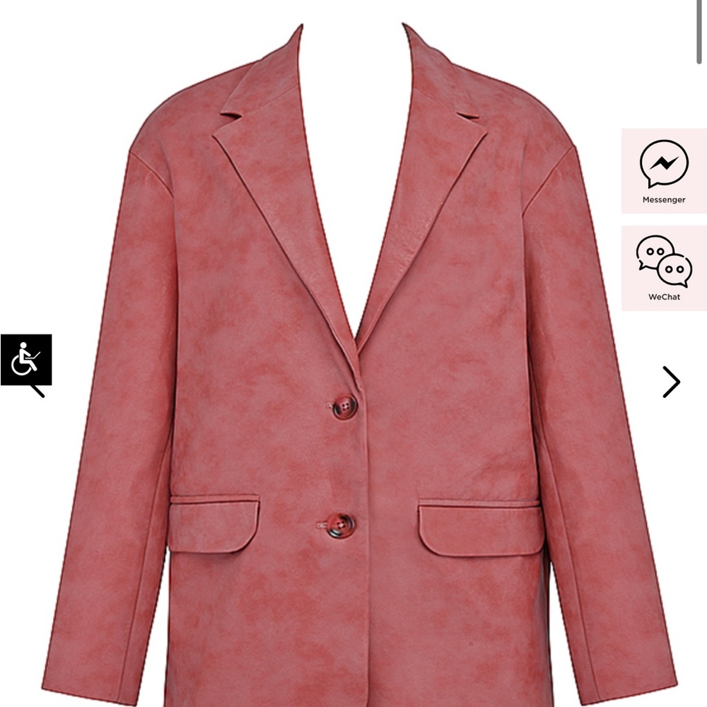 KIERA - WARM PINK VEGAN LEATHER OVERSIZED BLAZER - HOUSE OF CB